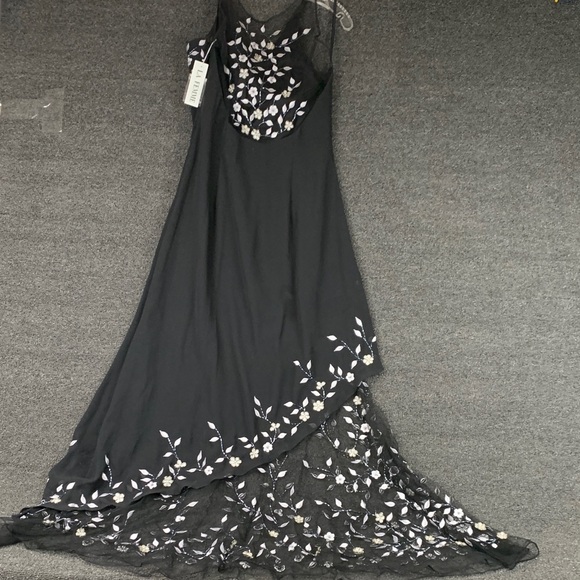 La Femme Black Floral Beaded Maxi Dress - Picture 12 of 13